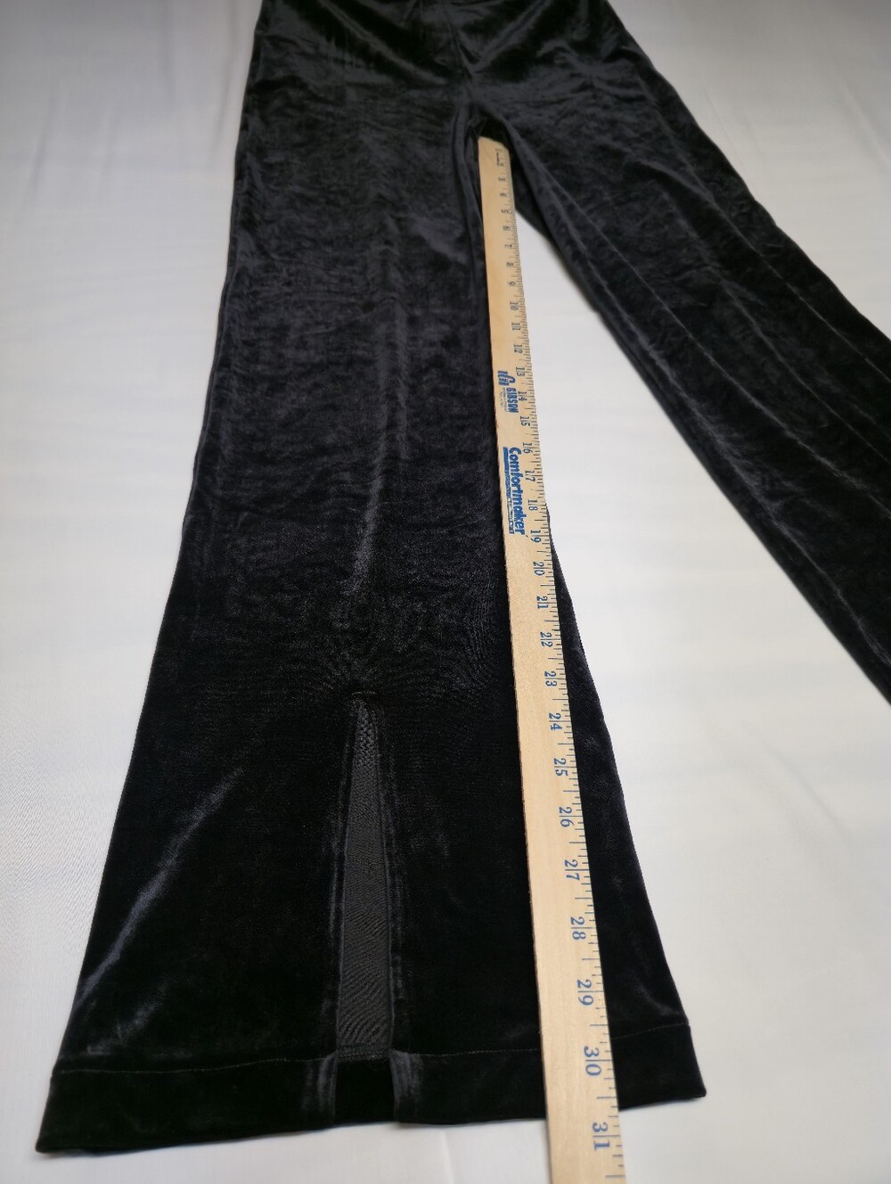 SPANX Black Velvet Wide-Leg Ponte Pants with Front Slits - Picture 10 of 11